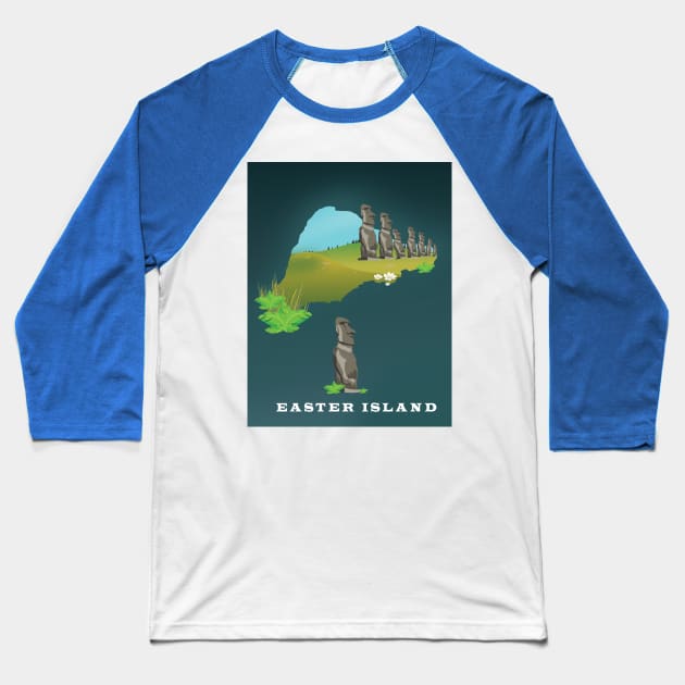 Easter Island travel poster Baseball T-Shirt by nickemporium1